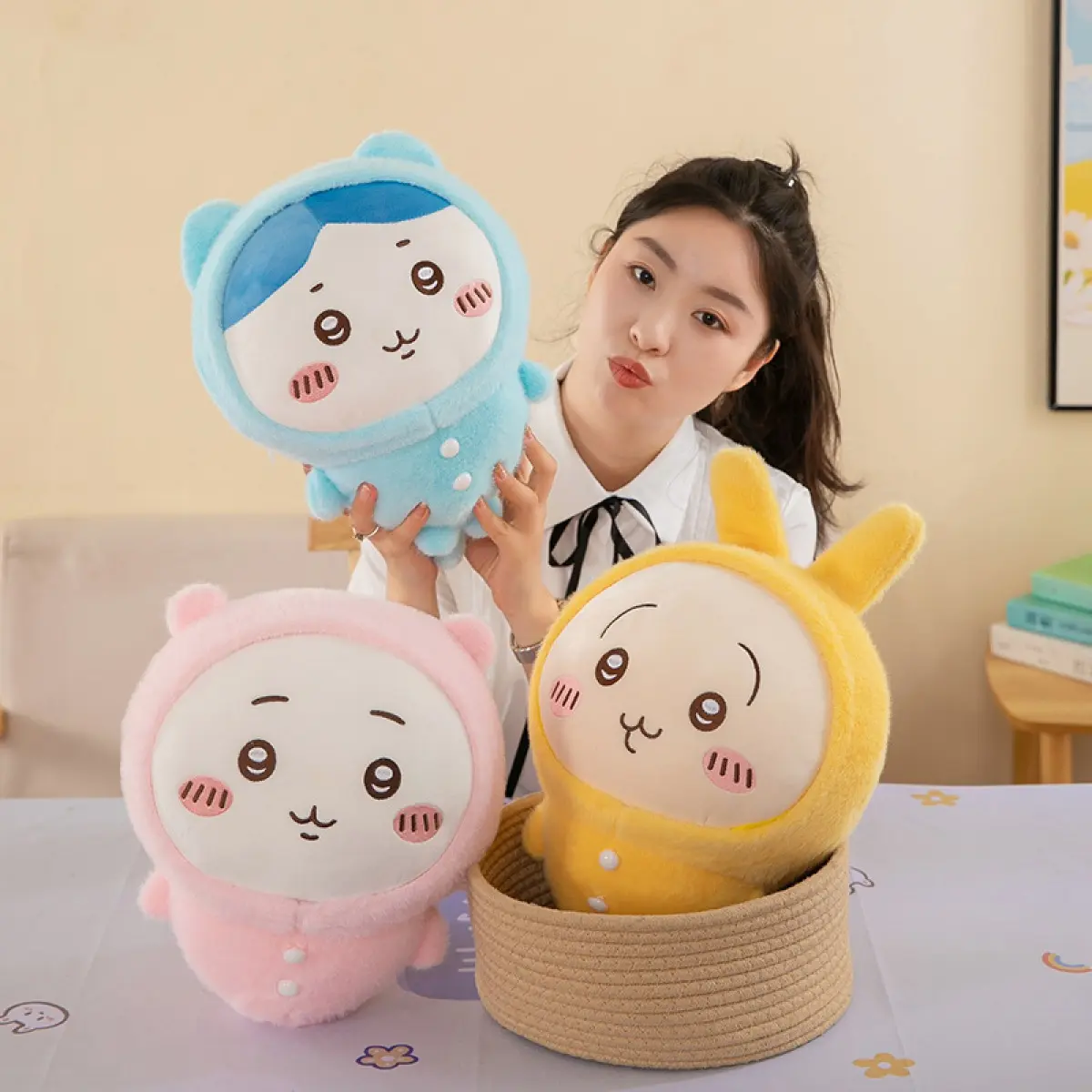 Chiikawa Jiikawa Pajamas Series Little Eight USSA Qiji Doll Self-Mocking Bear Plush Toy Doll