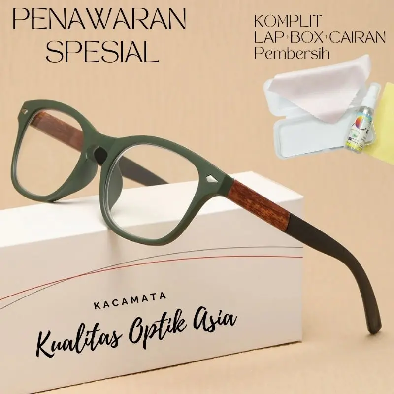 Kacamata Baca Lensa Plus Anti Radiasi Sinar Biru Hp & Komputer Usia 40 45 50 55 60 Tahun Ke Atas Frame  Kayu