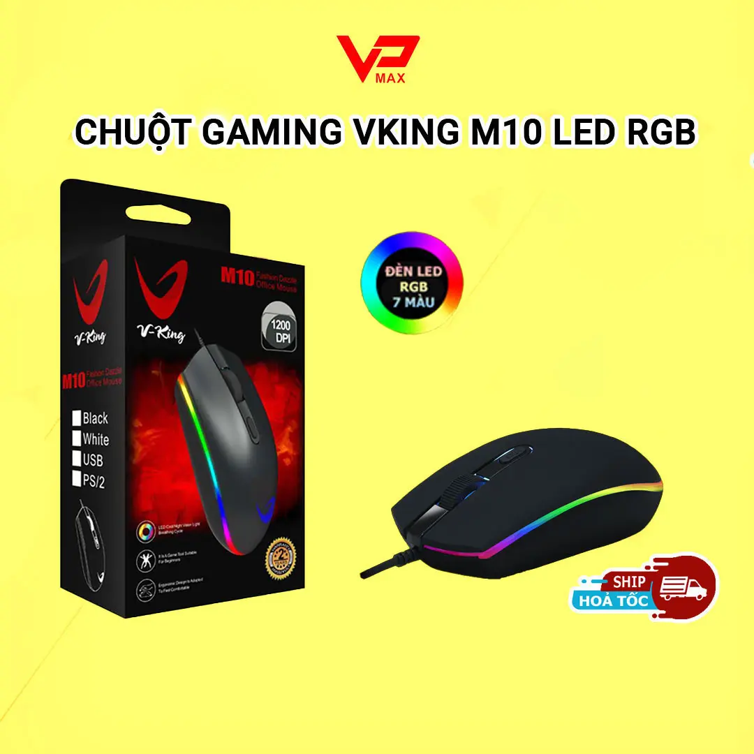 Chuột gaming VKing M10 có dây đèn led viền cực đẹp - chuột chơi game giá rẻ - VPMAX