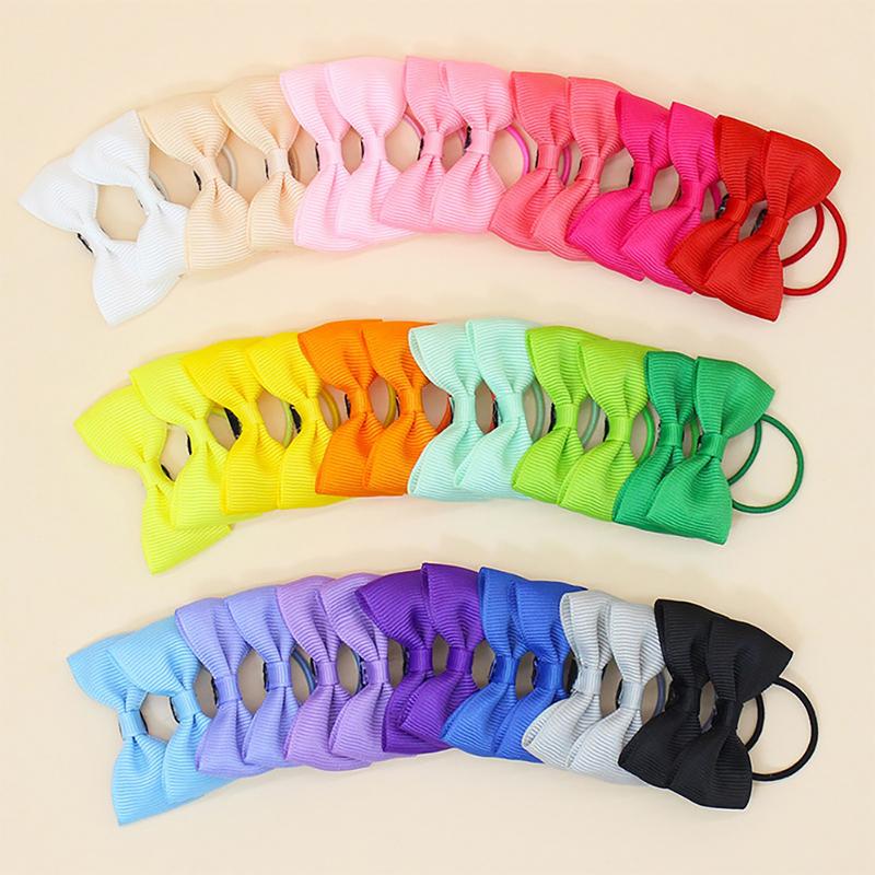Product Introduction of 40pcs/set Solid Color Bowknot Hair Tie Multicolored Durable Highly Elastic Rubber Band Headwear Hair Accessories for Children #476785 31