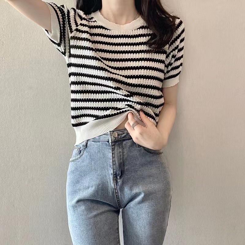 COD- Atasan Rajut Wanita Lengan Pendek Premium | Kaos Lengan Pendek Rajut | Atasan Korean Style Lengan Pendek SALUR Premium | Baju Rajut Wanita Korean Style Lengan Pendek | Atasan Lengan Pendek | Kaos Lengan Pendek 5