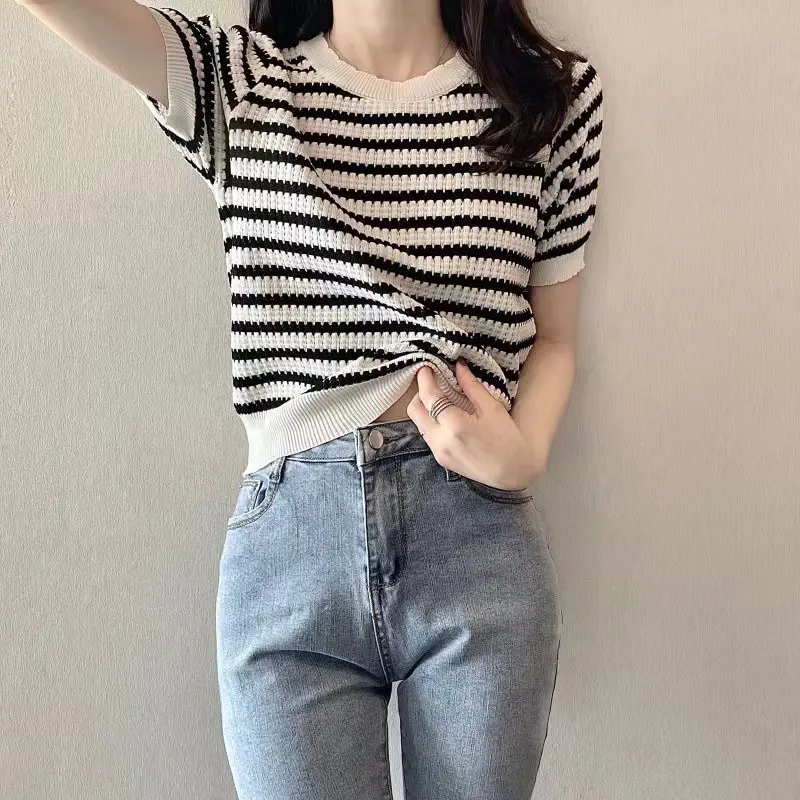 COD- Atasan Rajut Wanita Lengan Pendek Premium | Kaos Lengan Pendek Rajut | Atasan Korean Style Lengan Pendek SALUR Premium | Baju Rajut Wanita Korean Style Lengan Pendek | Atasan Lengan Pendek | Kaos Lengan Pendek 5