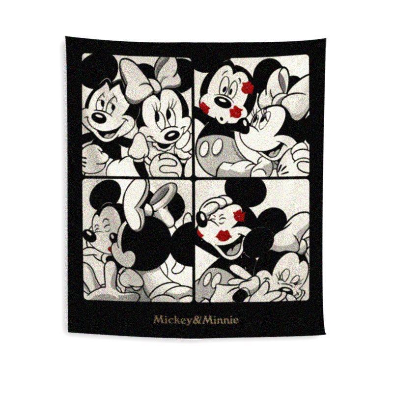 Vải Nền Trang Trí Phòng Ngủ Hoạt Hình, Thiết Kế Cặp Đôi Mickey Minnie, Phiên Bản Dọc, Vải Treo Ấm Áp, Thích Hợp Để Trang Trí Và Cải Tạo Phòng Ký Túc Xá, Tấm Thảm Treo Tường Decor 6