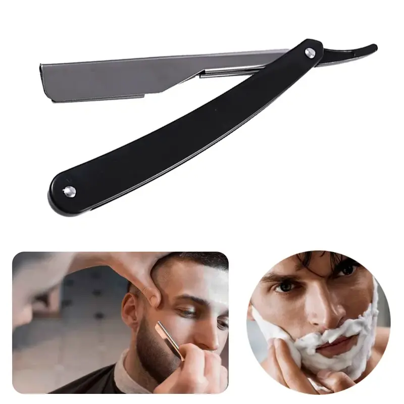 Alat Pisau Cukur Lipat Barber Pemangkas Manual Untuk Rambut Alis Kumis 0
