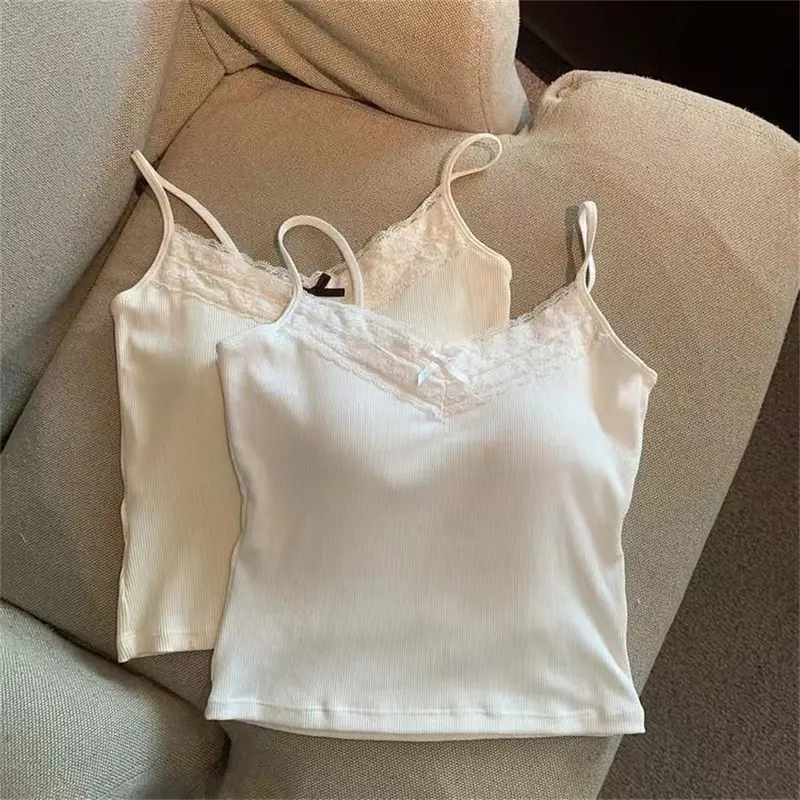 Áo Yếm Có Đệm, Dành Cho Nữ, Với Nơ Ren Chắp Vá, Áo Ba Lỗ Gợi Cảm Women Top Voi 6