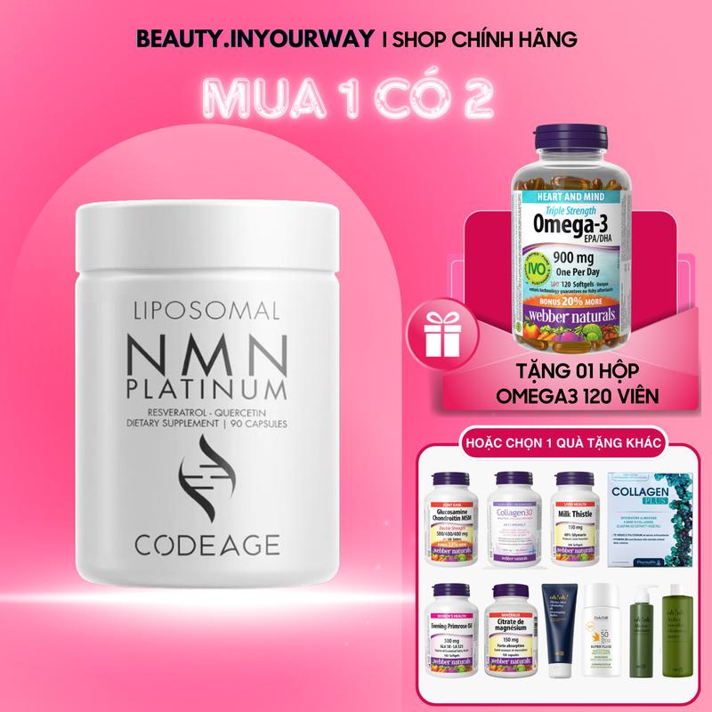 TPBVSK Combo 1 Hộp Codeage Liposomal NMN + 1 Hộp Viên Uống Bảo Vệ Sức Khỏe Webber Naturals (Hoặc quà tùy chọn), Hàng Công Ty nhập khẩu chính ngạch