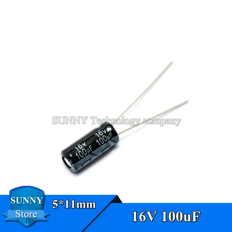 50Pcs 16V 100uF 5*11mm Electrolytic capacitor 100uF 16V capacitance 5x11mm