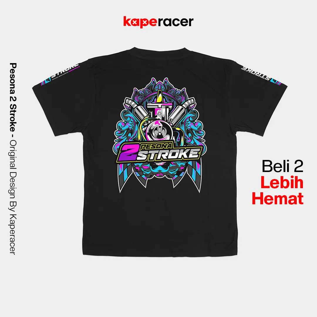 Kaperacer Pesona 2 stroke original kaos & baju racing premium 2 & 4 stroke hitam putih keren terbaru  Atasan Distro Pria