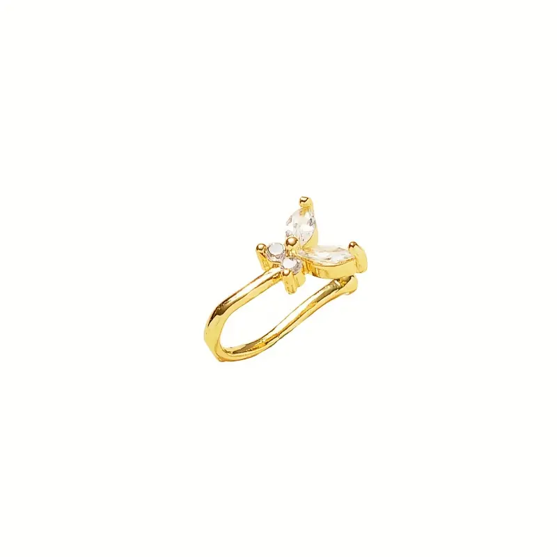 [Butterfly-shaped Copper Nose Clip] Fashionable Butterfly-shaped Copper Inlaid Synthetic Zirconia Non-piercing Nose Clip Nose Ring Nose Stud 5
