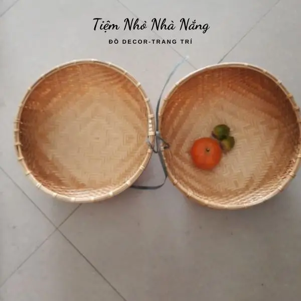 Thúng tre mini trang trí decor, rổ tre hun khói đựng đồ ăn, chụp ảnh size 20cm, 25cm, 30cm Giỏ 3
