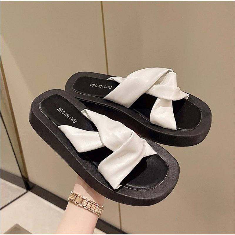 Product Introduction of Dép nữ quai xoắn chéhàn Quốc EMY cao 2p xinh xắn - form nhỏ lấy tăng lên 1 size Shoes DéP GiàY 10