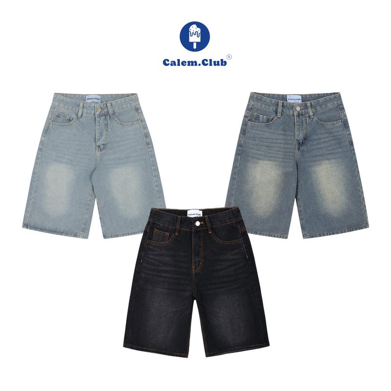 Calem Club - Quần Short Jean Lửng ống rộng form unisex nam nữ Menswear quần short nữ