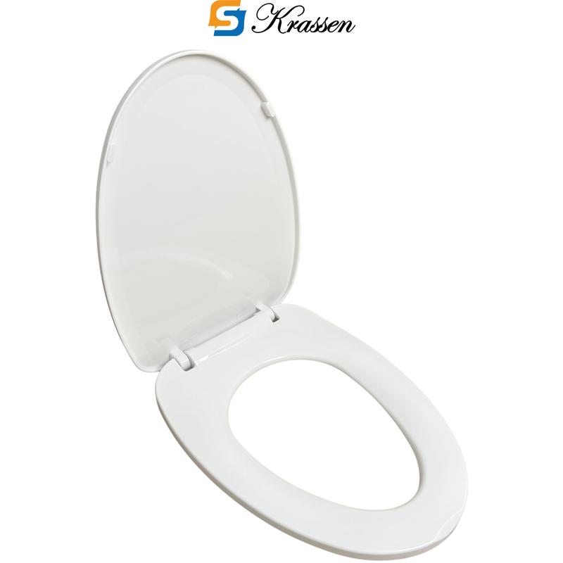 Product Introduction of <Mã KR.23> Nắp bồn cầu đóng êm KRASSEN làm từ nhựa PP cao cấp (màu Trắng sữa) hình mũi nhọn (chữ V) đa năng phù hợp với hầu hết bồn cầu một/hai khối 7