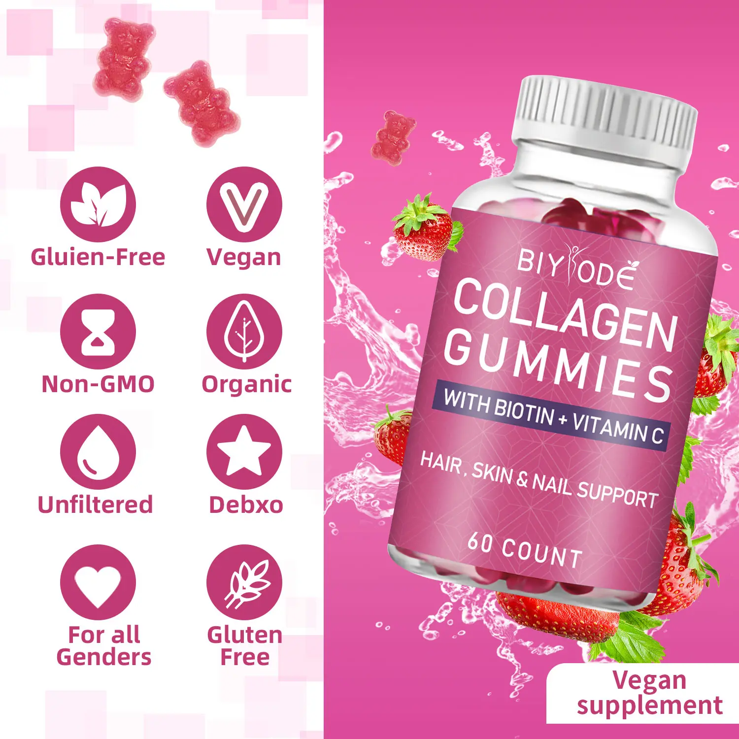 24H] BIYODE Whitening Gummies Collagen Gummies Glutathione Whitening  Gummies PearlSkin White Tomato Capsules Ginkgo Biloba 120MG Gummies  Hydrating Whitening Supplement
