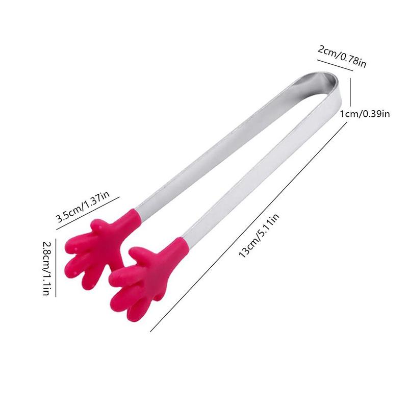 Silicone Mini Tongs (1 Piece), 5in Hand-shape Food Tongs for Ice Cube, Sugar Tongs, Kids Tongs for Serving Food, Household Kitchen Products, Kitchen Utensils, Kitchen Gadgets 1