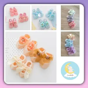 Kaos Kaki Pendek Anak Bayi Cewek Pita Mutiara / Kaos Kaki Sepatu Bayi Prewalker Cewe AntiSlip Anti Slip