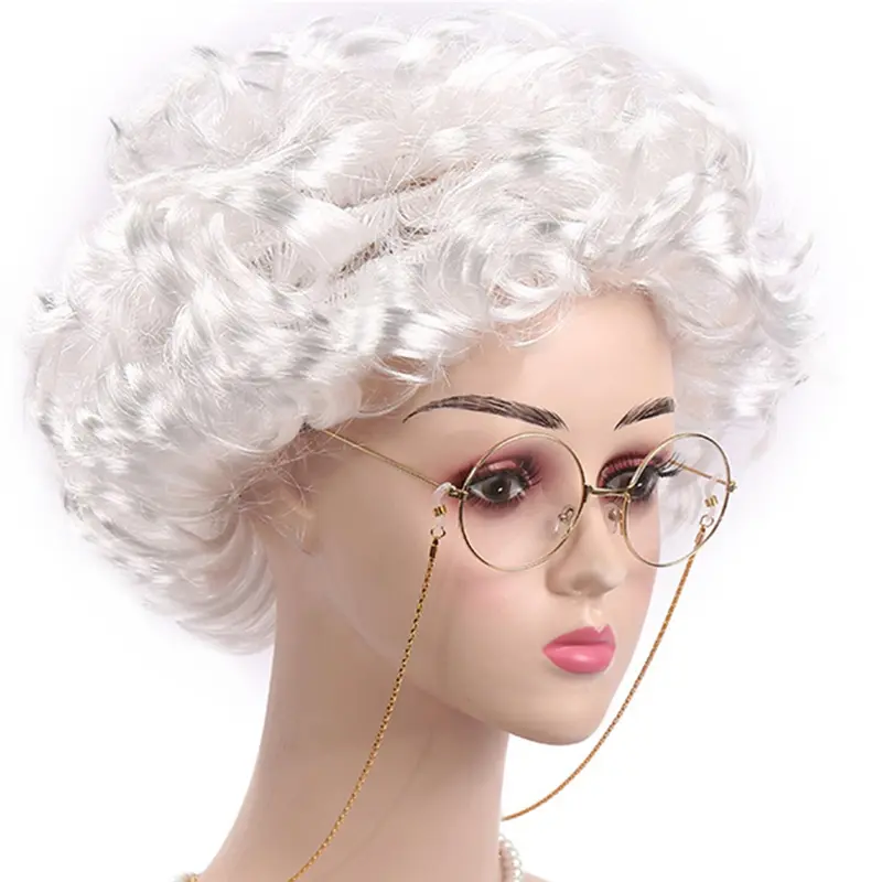 Tóc Giả Cho Bà, Tóc Giả Trang Phục Cho Bà, Tóc Giả Cosplay Màu Xám Ngắn, Thích Hợp Cho Trẻ Em Và Bé Gái, Tóc Giả Dự Tiệc, Tuyệt Vời Làm Quà Tặng, Phong Cách Bà 7