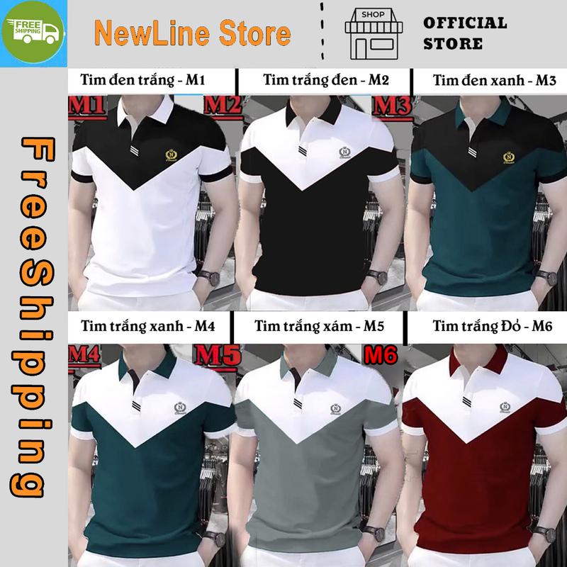 Áo PoLo nam cổ tim mix 2 màu kiểu dáng sang trọng hàng cao cấp   Menswear Có Cổ Ngắn Tay Shirt