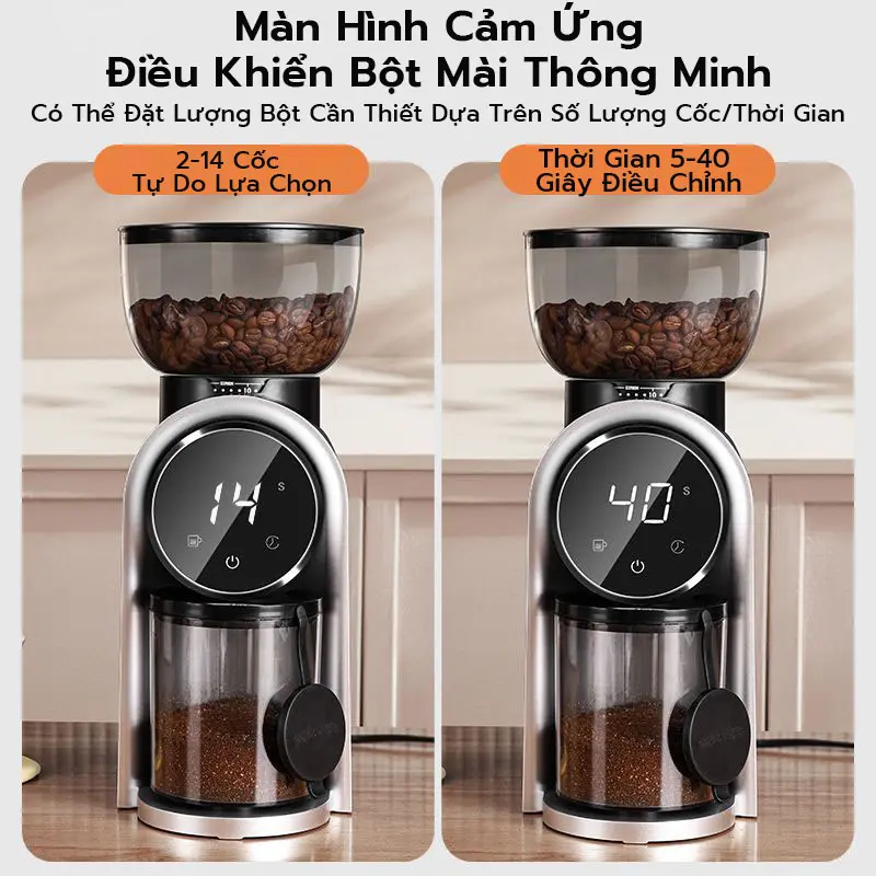 Máy Xay Cà Phê HB683 Xay Hạt Cafe 25 Cấp Độ Xay Màn hình LCD Thích Hợp Cho Gia đình Nhà Hàng 2