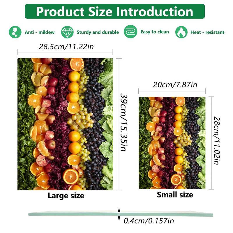 Fruit & Vegetable Pattern Kitchen Cutting Board, Durable Heat Resistant Non-slip Chopping Board, Kitchen Decor Supplies 1