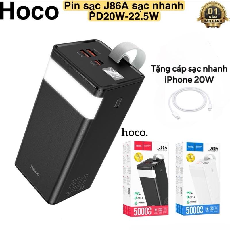 Pin  Dự Phòng Hoco J86A 50000mAh Sạc nhanh 22.5W -PD22.5W ( TẶNG CÁP SẠC NHANH TÙY CHỌN) Sạc Điện Thoại Phụ Kiện