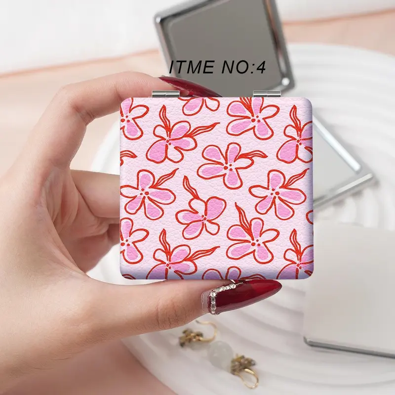 Floral Pattern Folding Makeup Mirror, 1 Count Portable Compact Mirror, Makeup Tool for Women & Girls, Cosmetic Mirror for Home and Travel 7