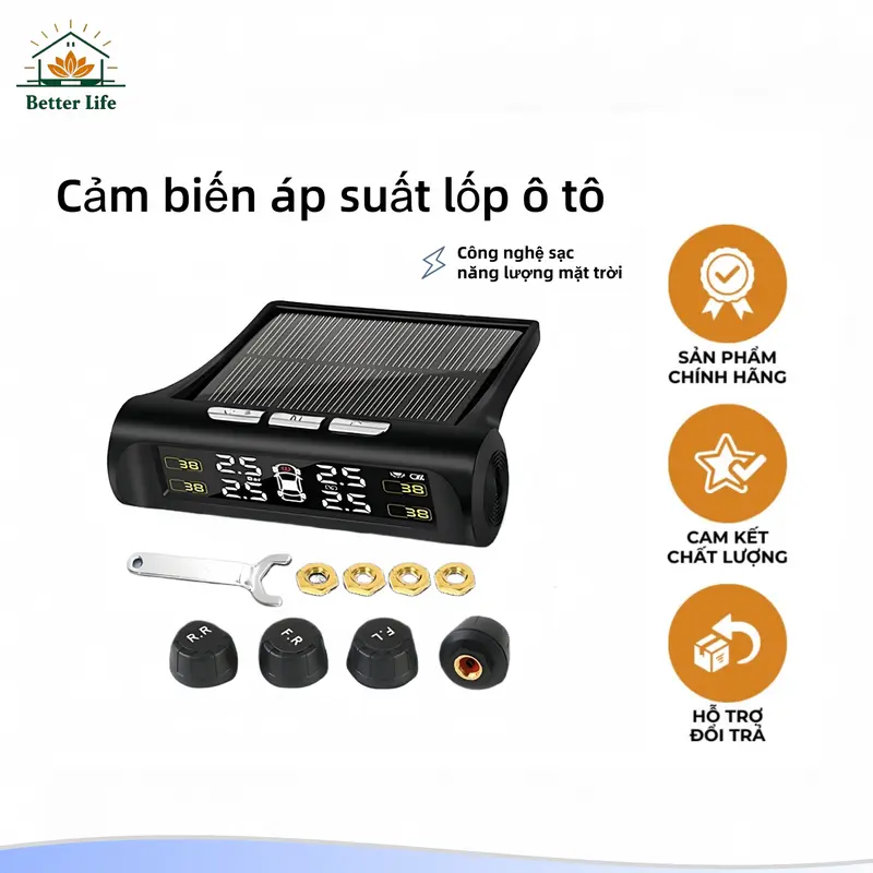 Cảm Biến Áp Suất Lốp Ô Tô,Xe Hơi Gắn Ngoài Cao Cấp,Pin Sạc Năng Lượng Mặt Trời, Màn Hình LCD CZ11 0