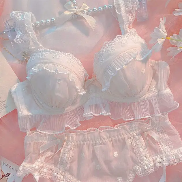 Đồ Lót Ngọt Ngào Không Có Vòng Thép Ngực Nhỏ Đẩy Lên Ren Lớn Phong Cách Lolita Dễ Thương Và Gợi Cảm Bộ Áo Ngực Chống Chảy Xệ Gợi Cảm Nữ Women Top