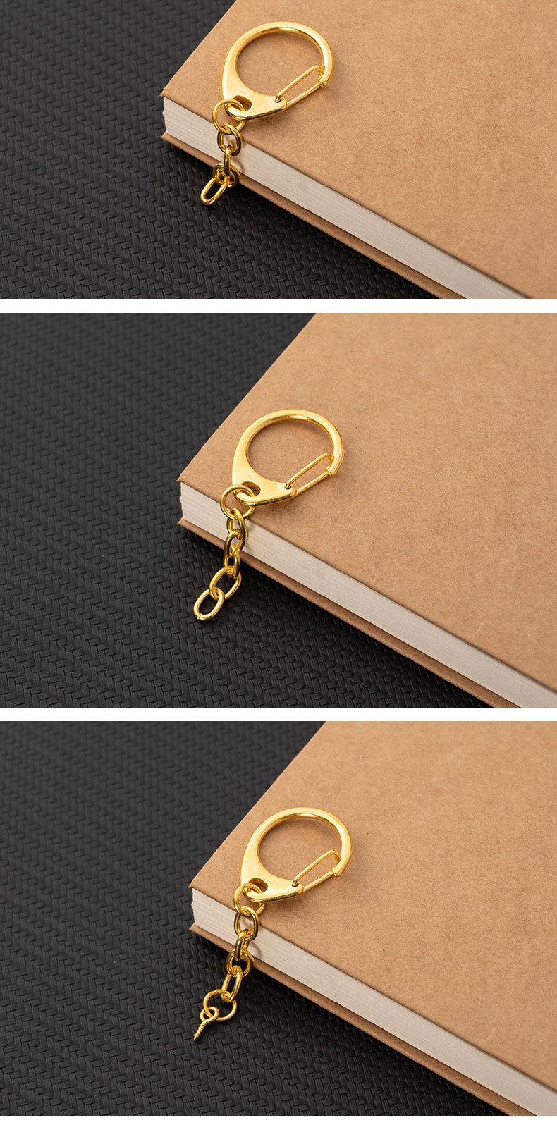 Product Introduction of Gold Keychain Hanging Chain Large C Buckle Keychain Zinc Alloy D-shaped Buckle Lobster Clasp DIY Pendant Accessories 14