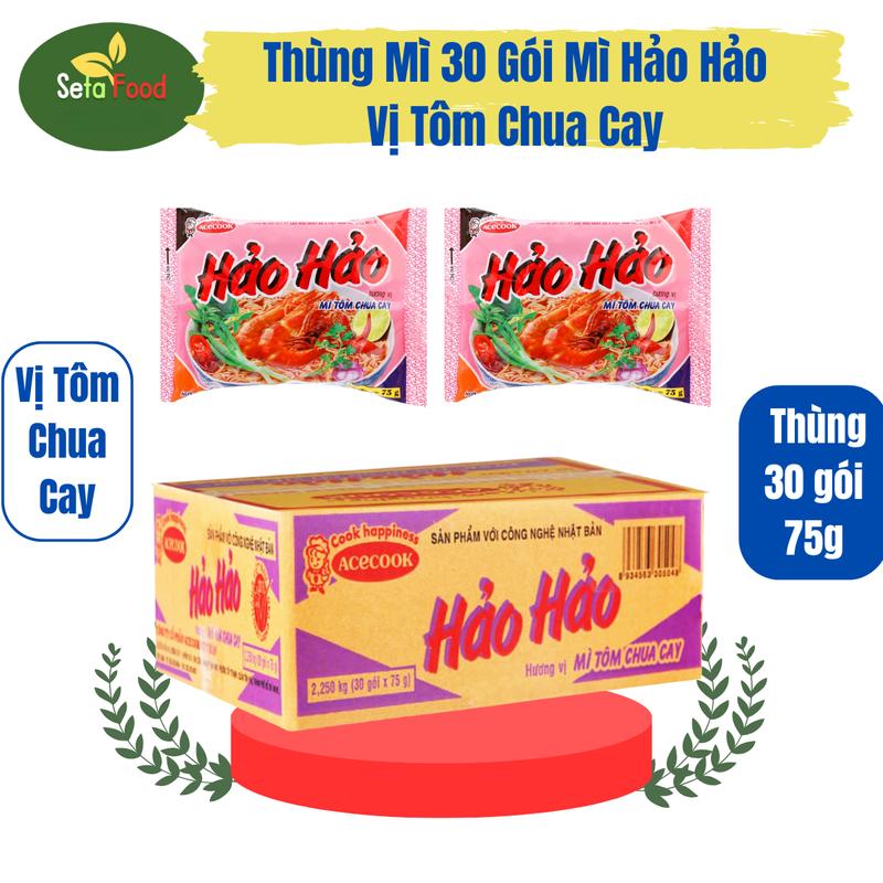 Thùng 30 gói mì Hảo tôm chua cay Vị Chua Miến mì gói