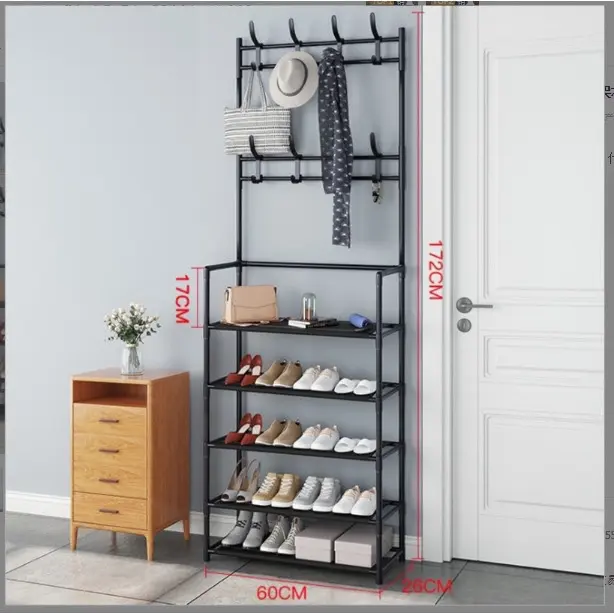 Kệ giày đa năng chữ L thông minh 4 - 5 tầng có thanh treo đồ Kitchen