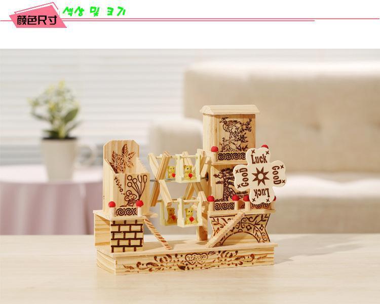 Product Introduction of Three-Story Cottage Windmill Music Box Ornament Creative Desktop Decoration Wooden Eight Tones Student Couple Gift 5
