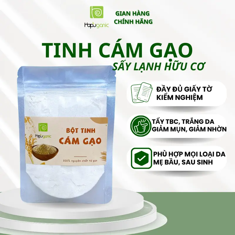 Bột Tinh Cám Gạo Sấy Lạnh Nguyên Chất Hapuganic Đắp Mặt 0