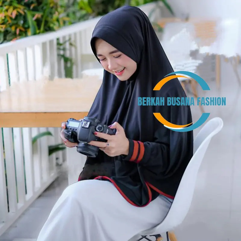 Jilbab Lengan Saku Hijab Tangan Panjang Kerudung Jumbo Syari Muslim Terbaru Cantik Instan Khimar 5