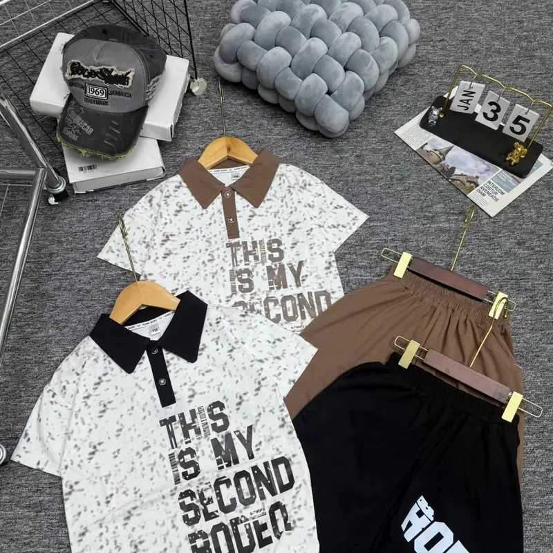 (Mon kids) 18-60kg. Bộ quần áo polo cộc tay túi hộp chữ Po.deo chất cotton co giãn 4 chiều mềm mại cho bé trai bococtay 3
