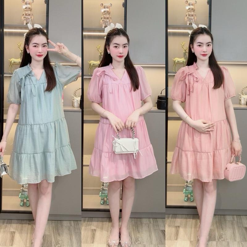 ẢNH THẬT 40 - 75kg Đầm Bầu - Váy Bầu Babydoll Tiểu Thư Xinh Xắn Công Sở Đi Tiệc Đi Chơi Mền Mịn Mát