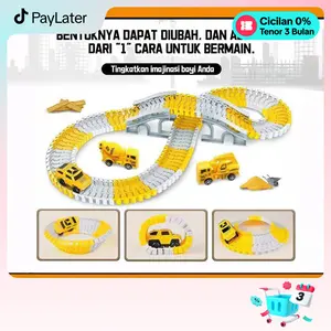 Mainan Edukatif Anak Mobil Rel Elektrik Super Cepat 135PCS/180PCS/338PCS Tanpa Cahaya Malam monster rc  bus  remote  control