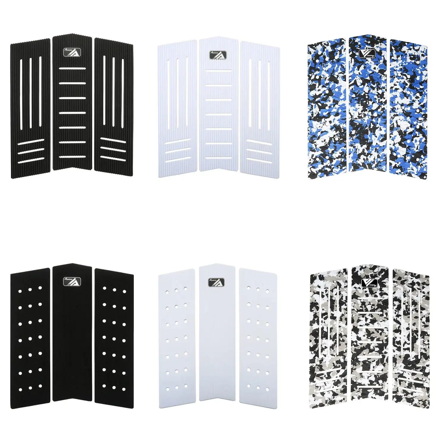 3 Pieces Surfboard Traction Pads EVA Surfing Skimboard Deck Traction Pads Anti-Slip Front Tail Pad - Fits All Surfboards