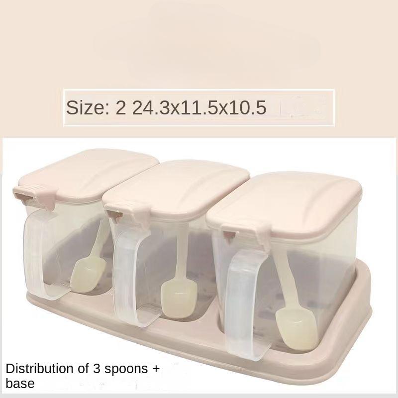 Product Introduction of Seasoning Box Household Kitchen Multi-Functional Seasoning Containers Salt MSG Storage Box Sugar and Salt Jar Multi-Grid Combination Suit 0