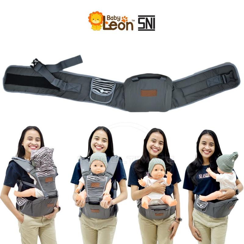5in1 Gendongan Bayi Hipseat BABY LEON Depan Multifungsi + TOPI (0-3 Tahun) Anti Capek Kanguru by-60 geos Gendongan Instant Simple 6