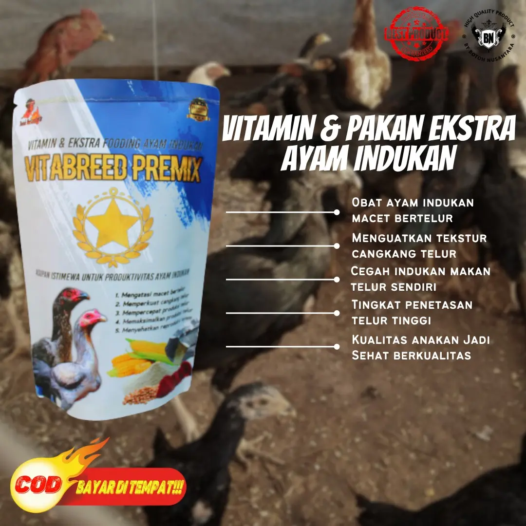 VITABREED PREMIX Obat vitamin ayam indukan lancar bertelur atasi macet telur