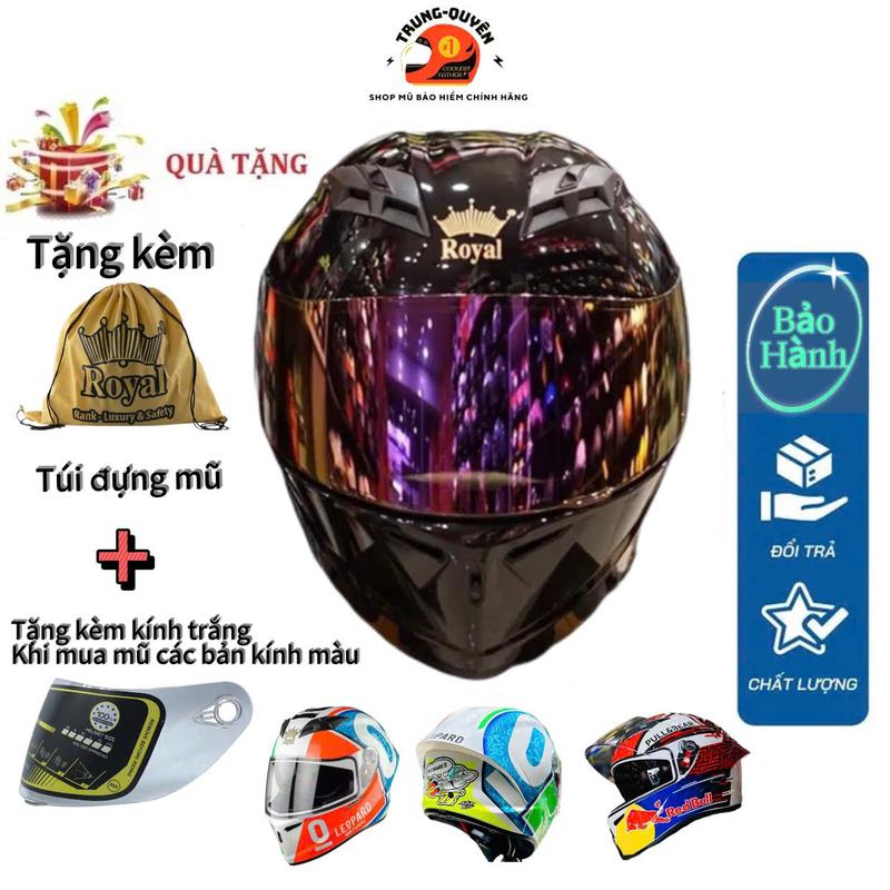 Mũ Bảo Hiểm Fullface 2 kính Royal M266(Mua Kính mũ Bản Màu Tặng kèm Kính trắng,Tặng túi đựng mũ tiện lợi) Helmet