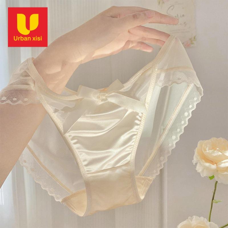 Đồ Lót Ren Không Đường May, Phong Cách Pháp, Mỏng Mùa Hè, Có Nơ Cho Bé Gái, Cạp Thấp, Gợi Cảm, Màu Trắng Tinh Khiết Và Đen, Thích Hợp Cho Phụ Nữ, Quần Lót Nữ Women