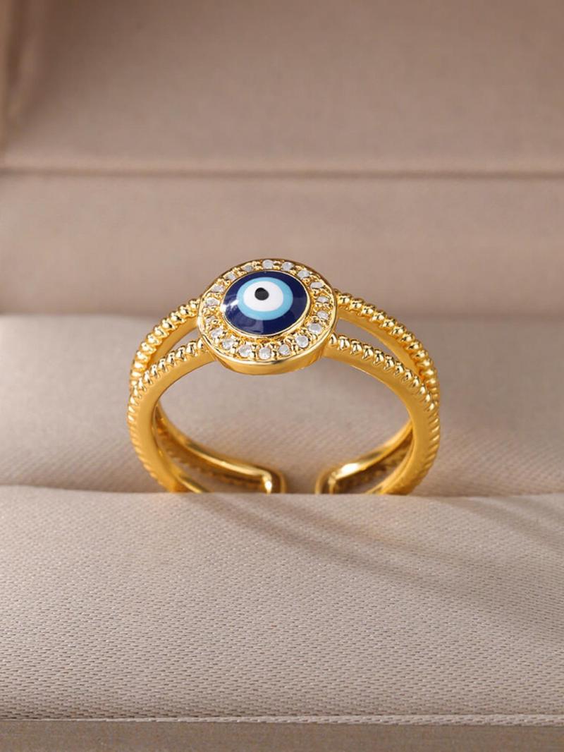 Product Introduction of Eye Design Rhinestone Decorated Cuff Ring, Fashion Accessories for Women & Girls, Fashion Jewelry for Party, Daily Clothing Decor, Trendy All-match & Exquisite Jewelry for Birthday Gift 1