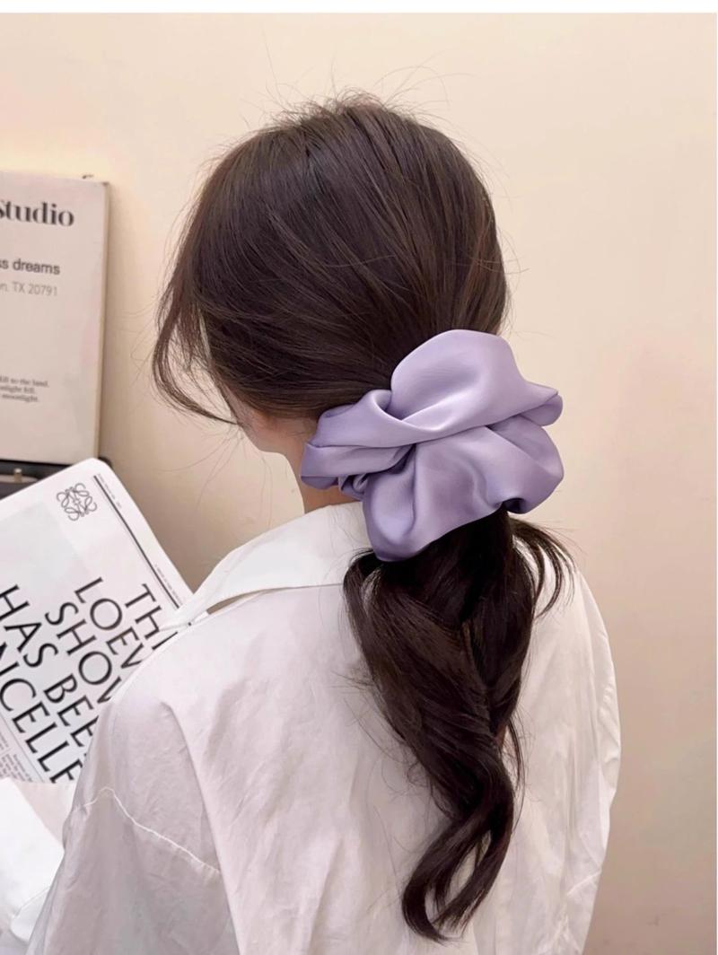 Product Introduction of Scrunchie Satin, Cỡ Lớn, Phong Cách Pháp, Dây Buộc Tóc Thanh Lịch, Phụ Kiện Tóc Búi Tóc Đơn Giản, Cho Bé Gái Và Phụ Nữ 4
