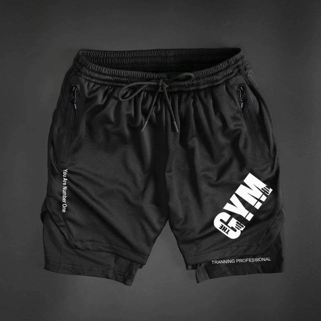 Quần Đùi Tập Gym 2 Lớp Mẫu Chữ GYM Chất Thun Co Giãn Thoáng Mát