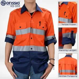 Kemeja Seragam Safety Scothlight Ofissio KS-002- BISA BORDIR min 8pc Kerja Navy Kombinasi Wearpack Panjang Atasan