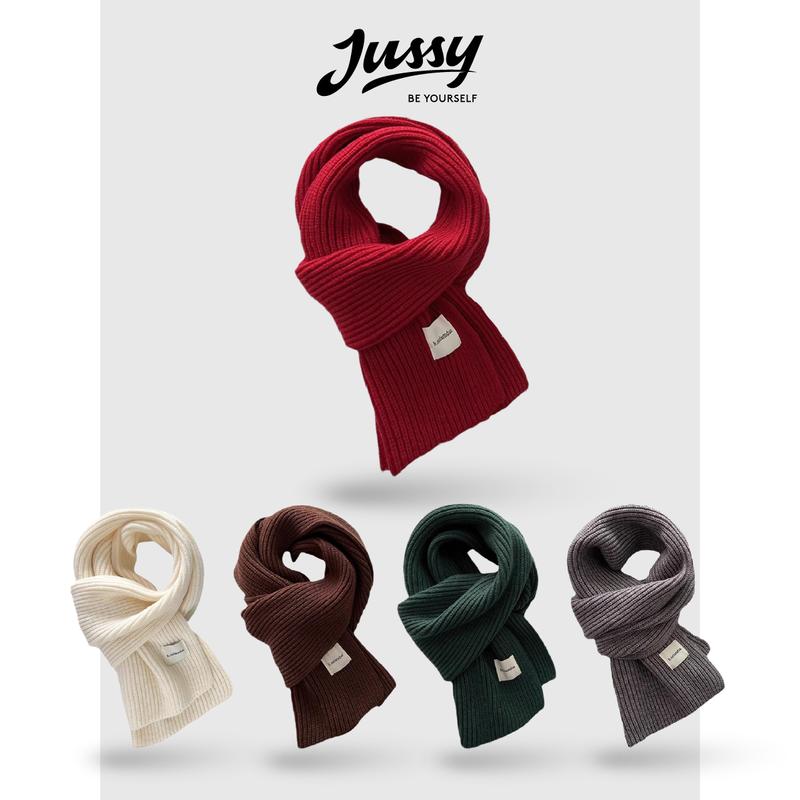  Khăn Len Dệt Kim Màu Trơn Basic Size Vừa Tag Vuông JK58 Jussy Official Khăn Choàng Cổ Nam Nữ Chất Len Dày KT 22x135cm Women Voi 