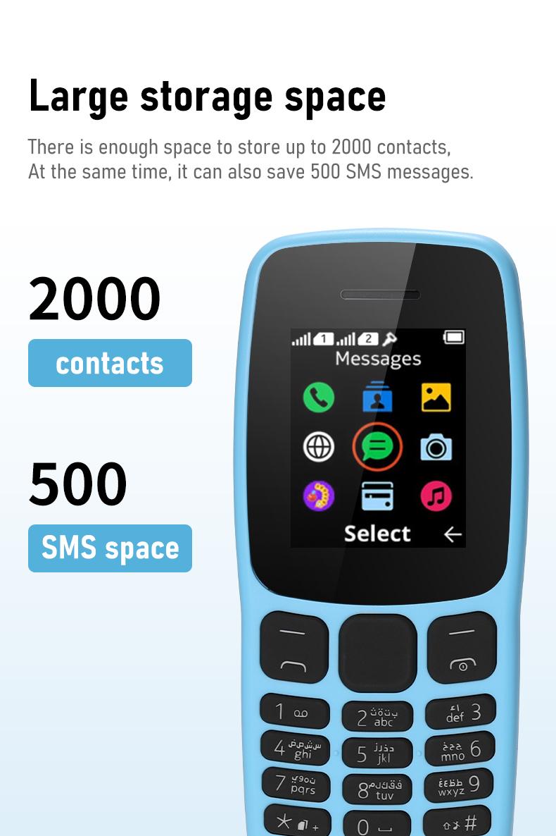 Product Introduction of New Straight Button Machine 2G mic spinning N106 Big Word Function Ready to Use Classic Mobile Phone Suitable for Adult Student Mobile Phone Mini phone GSM Card Dual multicolor Southeast Asia 8