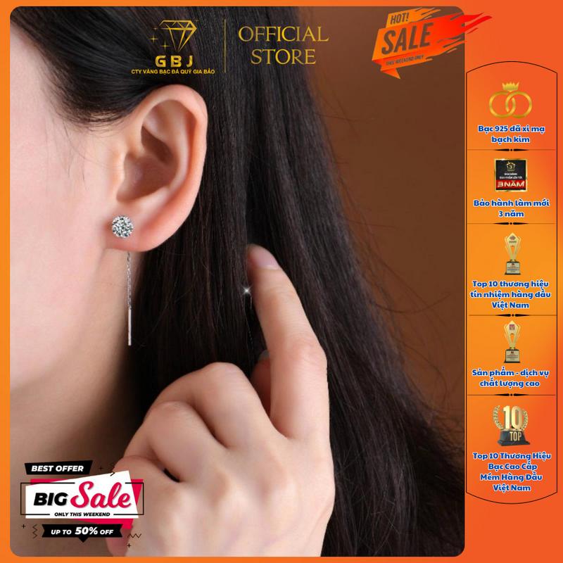 Hoa Tai Bạc Nụ Tòn Ten XI KIM Viên Chủ Đ.á CZ Thụy Sĩ 6Li3 Dành Cho Nữ GBJ228